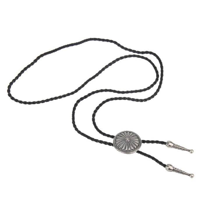 THE MEN THING Leather Necklace SOLARIS - Retro Alloy Pendant Bolo Tie | Adjustable Genuine Leather Cowboy Necktie Necklace for Men & Boys