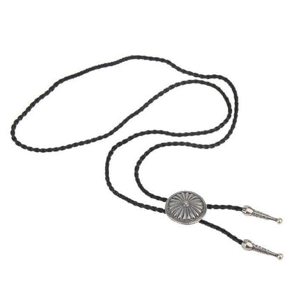 THE MEN THING Leather Necklace SOLARIS - Retro Alloy Pendant Bolo Tie | Adjustable Genuine Leather Cowboy Necktie Necklace for Men & Boys