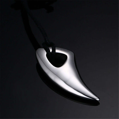 THE MEN THING Leather Necklace SPIKE EDGE - Titanium Steel Pendant with Adjustable Rope Chain for Men & Boys