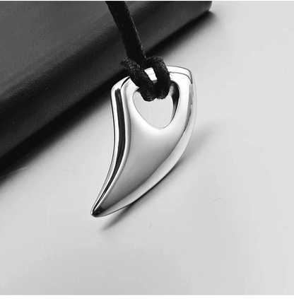 THE MEN THING Leather Necklace SPIKE EDGE - Titanium Steel Pendant with Adjustable Rope Chain for Men & Boys