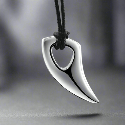 THE MEN THING Leather Necklace SPIKE EDGE - Titanium Steel Pendant with Adjustable Rope Chain for Men & Boys