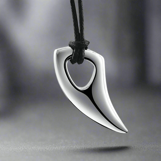 THE MEN THING Leather Necklace SPIKE EDGE - Titanium Steel Pendant with Adjustable Rope Chain for Men & Boys