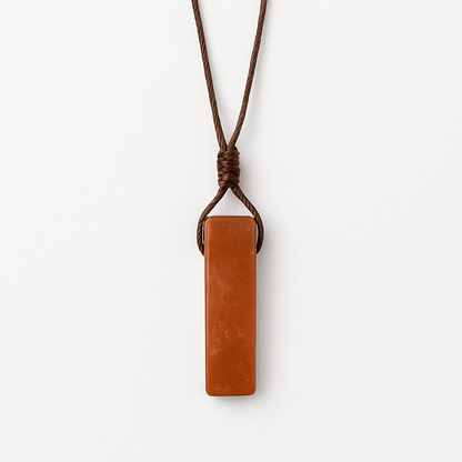THE MEN THING Leather Necklace SUNSTONE PENDANT - Natural Crystal Pendant with Adjustable Pure Leather Cord Necklace for Men & Boys