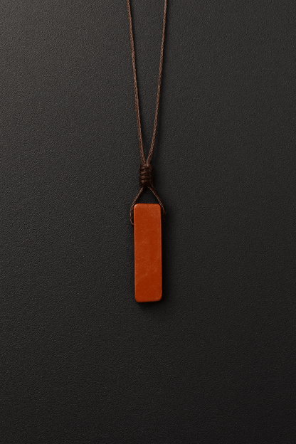 THE MEN THING Leather Necklace SUNSTONE PENDANT - Natural Crystal Pendant with Adjustable Pure Leather Cord Necklace for Men & Boys