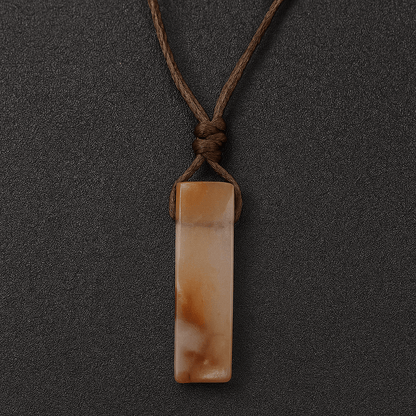THE MEN THING Leather Necklace SUNSTONE PENDANT - Natural Crystal Pendant with Adjustable Pure Leather Cord Necklace for Men & Boys