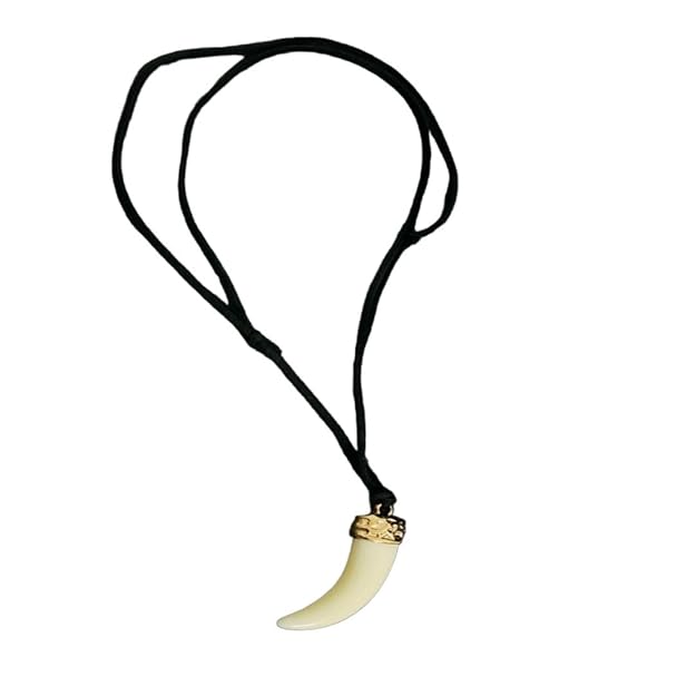 THE MEN THING Leather Necklace THE MEN THING Necklace for Men - Gold Ivory Dangle Pendant Necklace Black Cotton Cord Adjustable Necklace for Men and Boys.