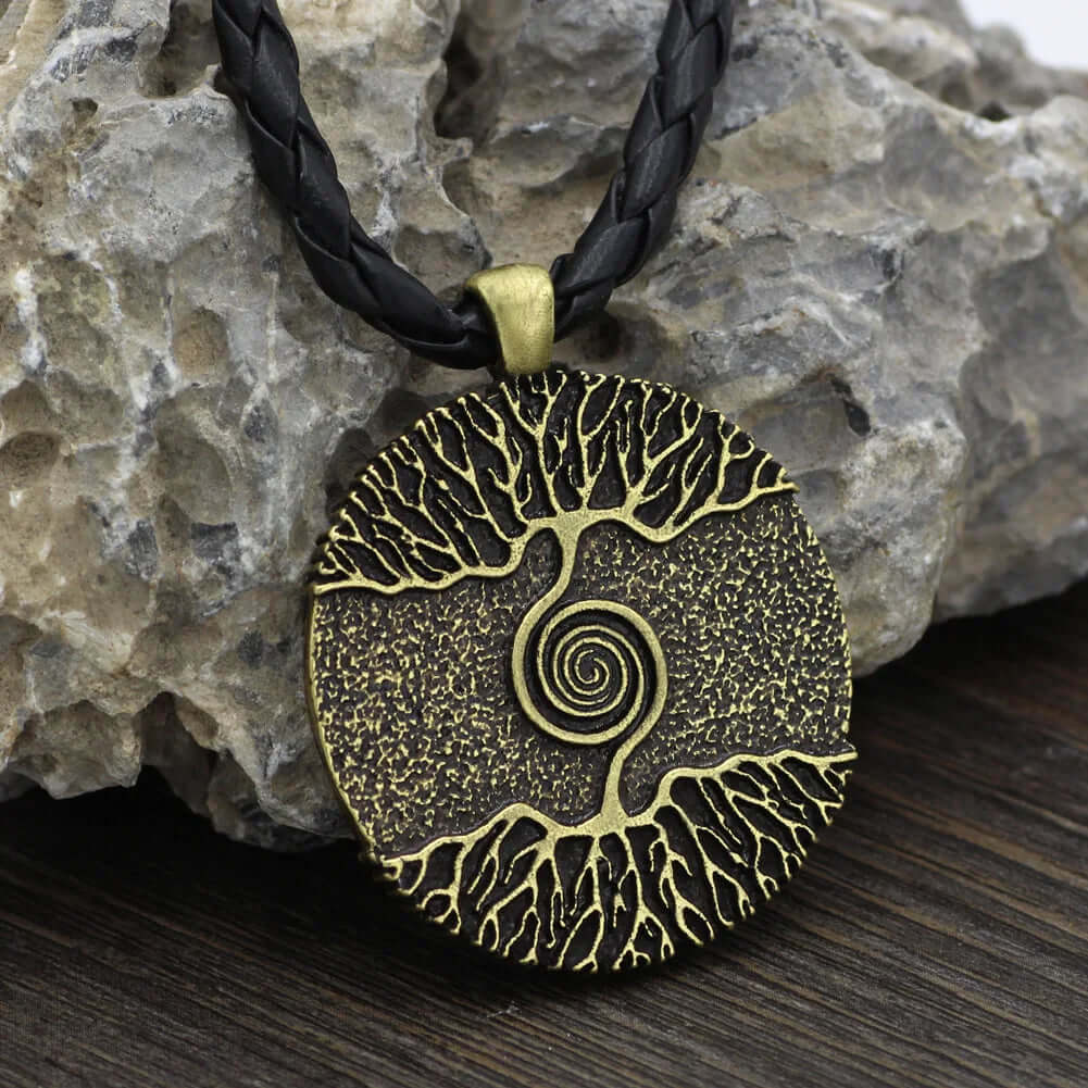 THE MEN THING Leather Necklace TREE COPPER RUSTIC  - Alloy Pendant with 24inch Leather Cord Chain for Men & Boy