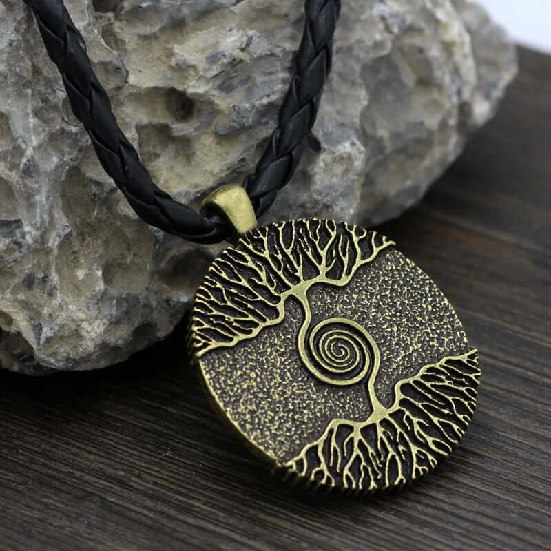THE MEN THING Leather Necklace TREE COPPER RUSTIC  - Alloy Pendant with 24inch Leather Cord Chain for Men & Boy