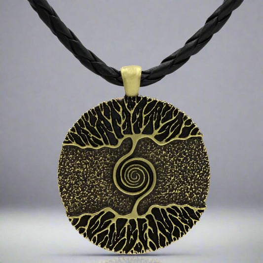 THE MEN THING Leather Necklace TREE COPPER RUSTIC  - Alloy Pendant with 24inch Leather Cord Chain for Men & Boy