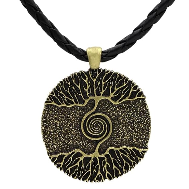 THE MEN THING Leather Necklace TREE COPPER RUSTIC  - Alloy Pendant with 24inch Leather Cord Chain for Men & Boy
