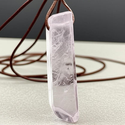 THE MEN THING Leather Necklace TWILIGHT AMETHYST - Natural Crystal Pendant with Adjustable Pure Leather Cord Necklace for Men & Boys