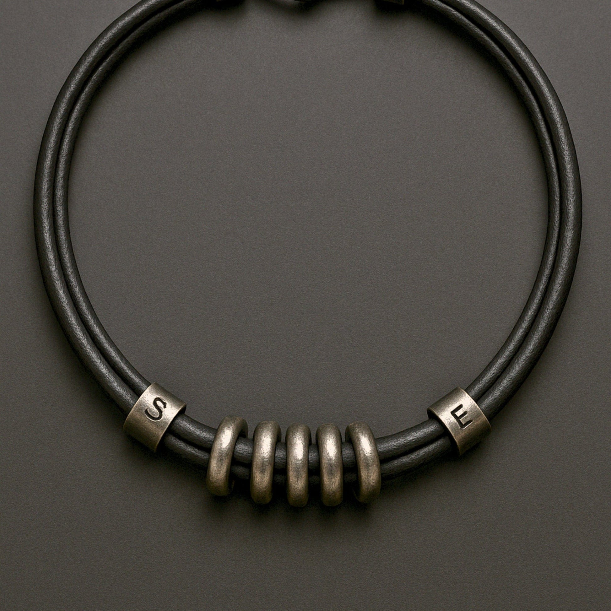 THE MEN THING Leather Necklace URBAN FORGE - Titanium Steel Pendant with Rope Chain ,  for Men & Boys (17inch)