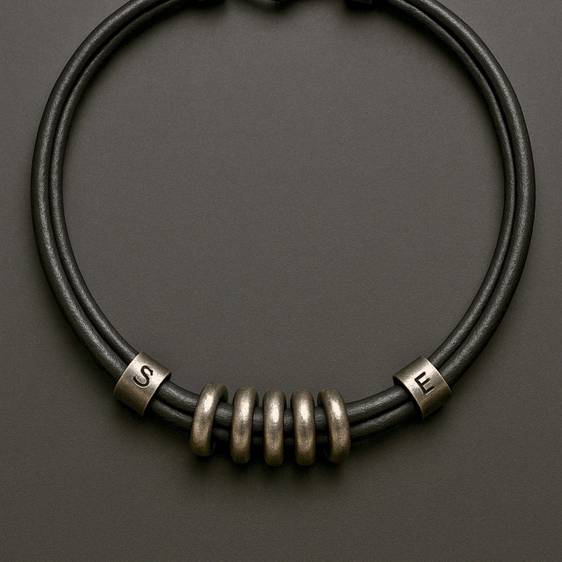 THE MEN THING Leather Necklace URBAN FORGE - Titanium Steel Pendant with Rope Chain ,  for Men & Boys (17inch)