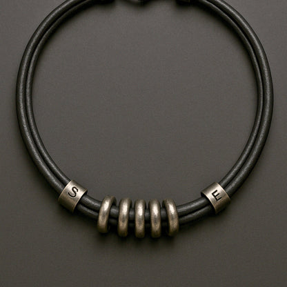 THE MEN THING Leather Necklace URBAN FORGE - Titanium Steel Pendant with Rope Chain ,  for Men & Boys (17inch)