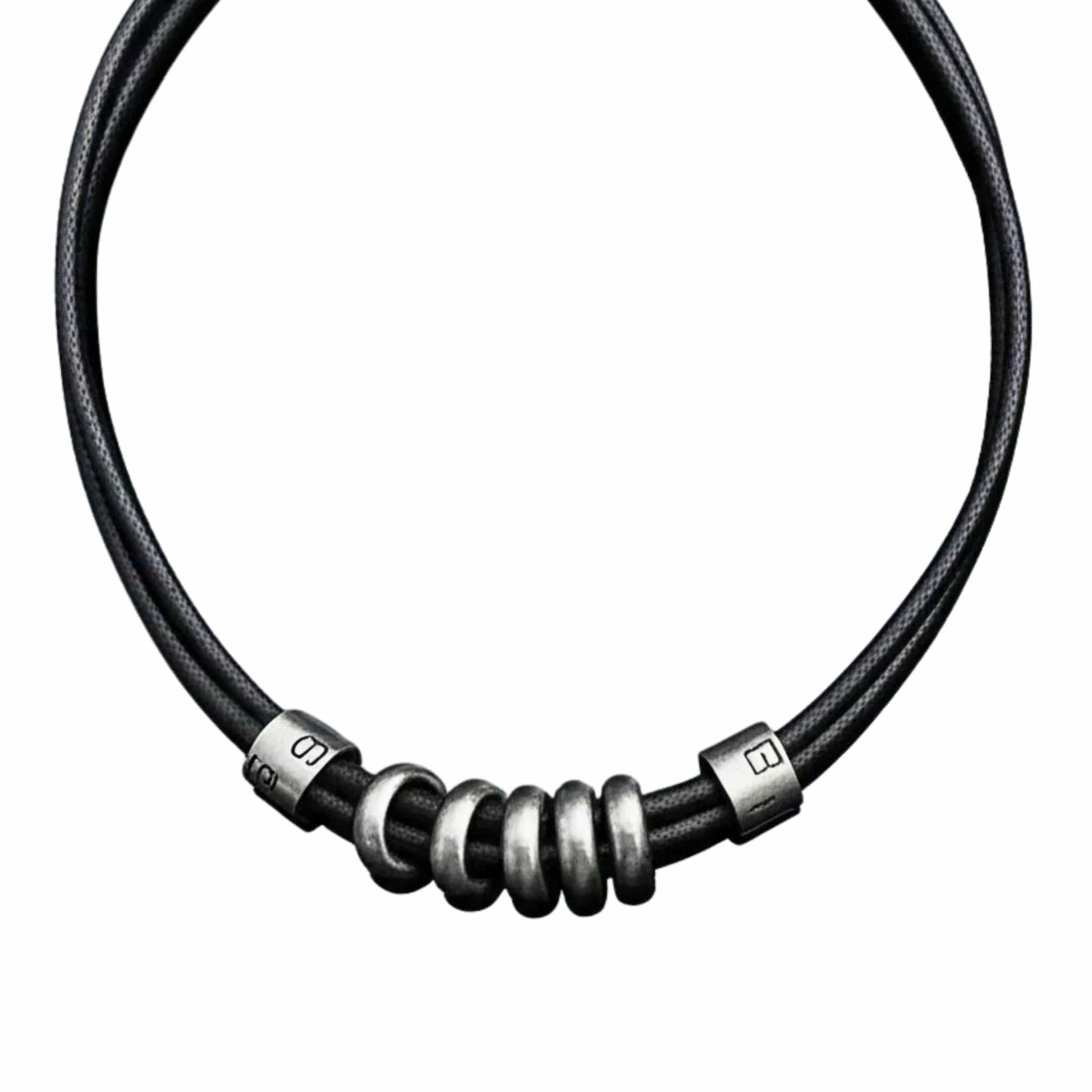 THE MEN THING Leather Necklace URBAN FORGE - Titanium Steel Pendant with Rope Chain ,  for Men & Boys (17inch)
