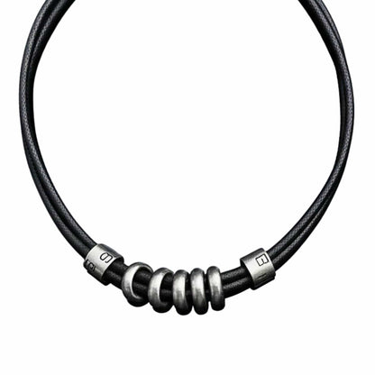 THE MEN THING Leather Necklace URBAN FORGE - Titanium Steel Pendant with Rope Chain ,  for Men & Boys (17inch)