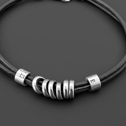 THE MEN THING Leather Necklace URBAN FORGE - Titanium Steel Pendant with Rope Chain ,  for Men & Boys (17inch)
