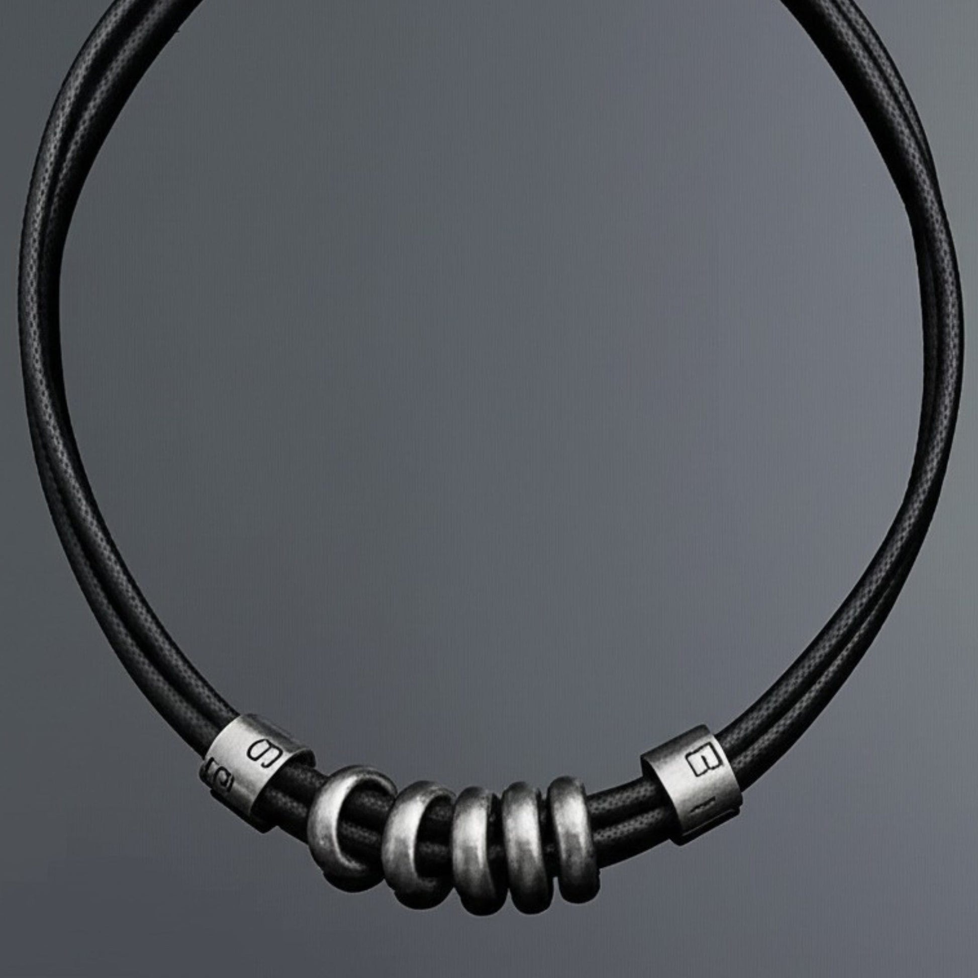 THE MEN THING Leather Necklace URBAN FORGE - Titanium Steel Pendant with Rope Chain ,  for Men & Boys (17inch)