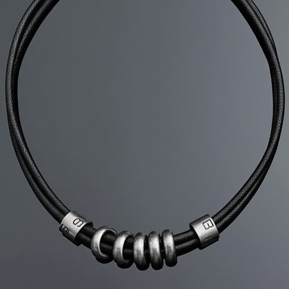 THE MEN THING Leather Necklace URBAN FORGE - Titanium Steel Pendant with Rope Chain ,  for Men & Boys (17inch)