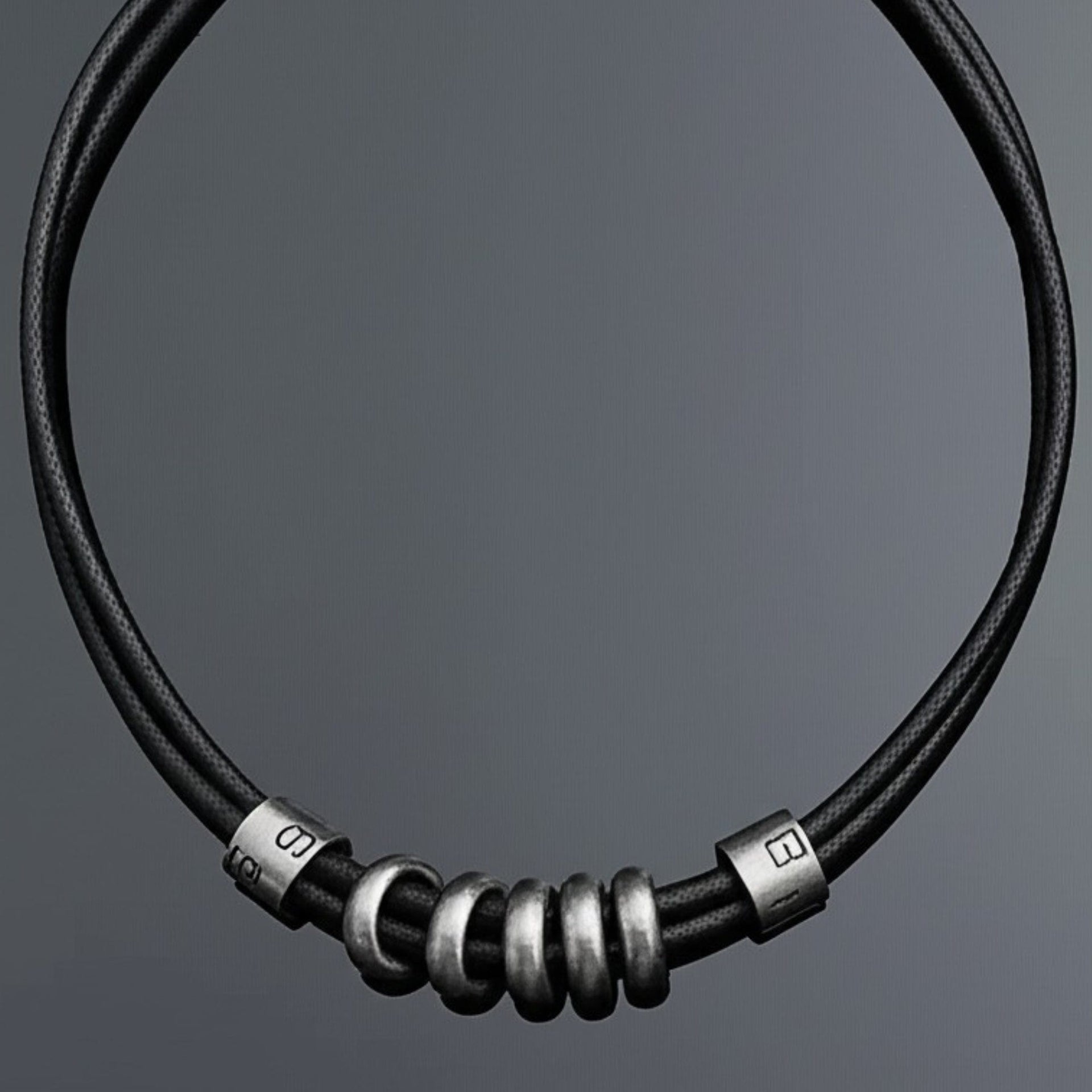 THE MEN THING Leather Necklace URBAN FORGE - Titanium Steel Pendant with Rope Chain ,  for Men & Boys (17inch)
