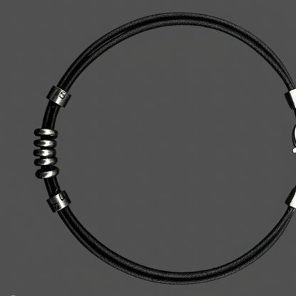 THE MEN THING Leather Necklace URBAN FORGE - Titanium Steel Pendant with Rope Chain ,  for Men & Boys (17inch)