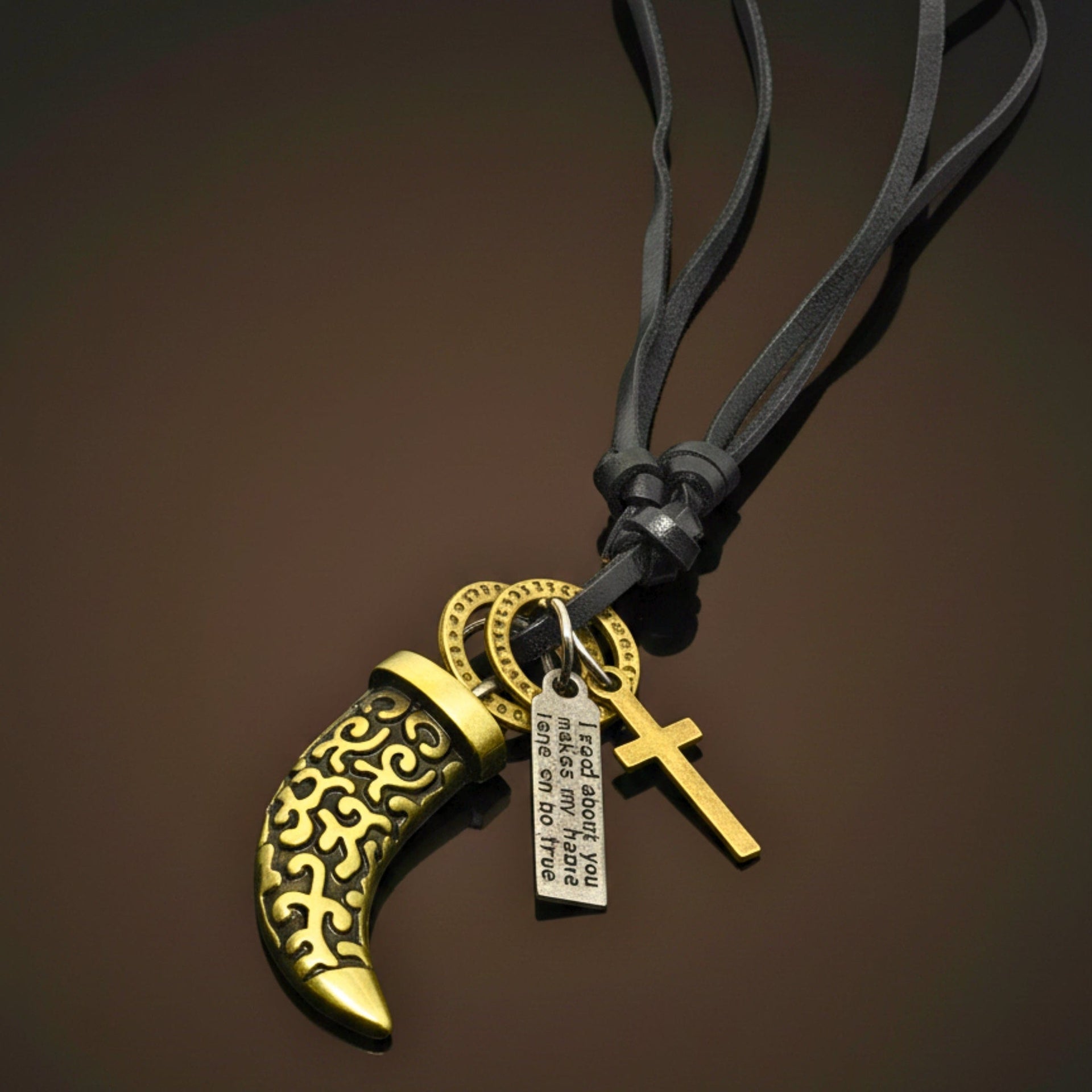 THE MEN THING Leather Necklace VINTAGE CLAW – 1.5-Inch Pure Stainless Steel Pendant with  Adjustable Leather Rope for Men & Boys
