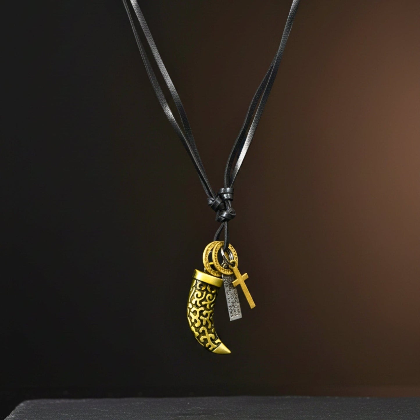 THE MEN THING Leather Necklace VINTAGE CLAW – 1.5-Inch Pure Stainless Steel Pendant with  Adjustable Leather Rope for Men & Boys