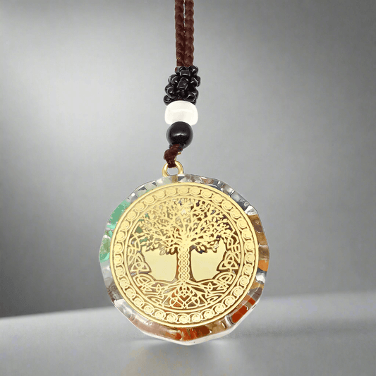 THE MEN THING Leather Necklace VIVA TREE  - Natural Crystal necklace with 30 inch Adjustable Rope Chain for Men & Boys