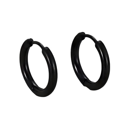 THE MEN THING Nose & Ear Ring 16mm AVOR BLACK - 16mm Titanium Steel Hoop Earrings for Men & Boys (2 Pcs)