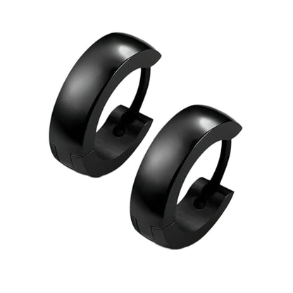 THE MEN THING Nose & Ear Ring 5mm BLACK COBALT CREST - 7mm Titanium Steel Hoop Earrings for Men & Boys (2 Pcs)