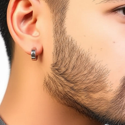 THE MEN THING Nose & Ear Ring ALTAIR SILVER - 5mm Titanium Steel Hoop Earrings for Men & Boys (2 Pcs)
