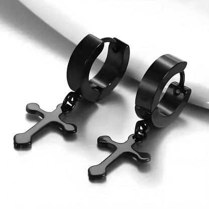THE MEN THING Nose & Ear Ring ALTROSS BLACK - 5mm Titanium Steel Hoop Earrings for Men & Boys (2Pcs)