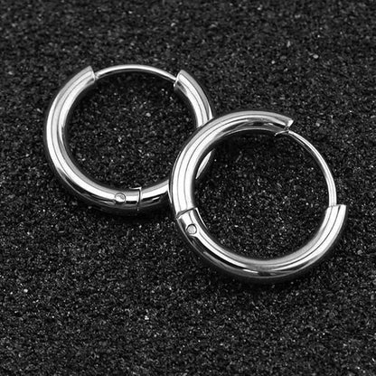 THE MEN THING Nose & Ear Ring AVOR SILVER - Titanium Steel Hoop Earrings for Men & Boys (16MM to 8 MM) (2 Pcs)