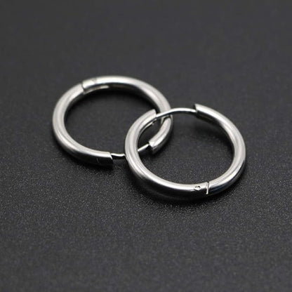 THE MEN THING Nose & Ear Ring AVOR SILVER - Titanium Steel Hoop Earrings for Men & Boys (16MM to 8 MM) (2 Pcs)