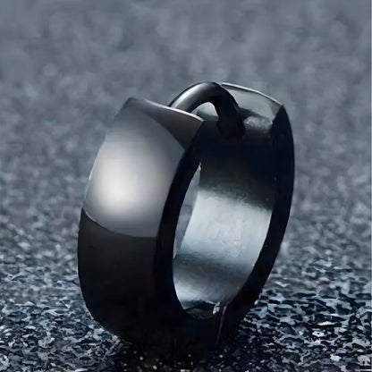 THE MEN THING Nose & Ear Ring BLACK COBALT CREST - 7mm Titanium Steel Hoop Earrings for Men & Boys (2 Pcs)