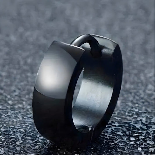 THE MEN THING Nose & Ear Ring BLACK COBALT CREST - 7mm Titanium Steel Hoop Earrings for Men & Boys (2 Pcs)