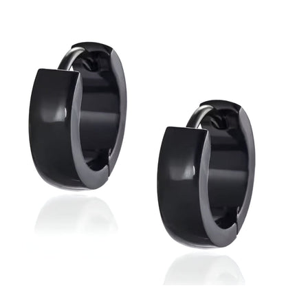 THE MEN THING Nose & Ear Ring BLACK COBALT CREST - 7mm Titanium Steel Hoop Earrings for Men & Boys (2 Pcs)
