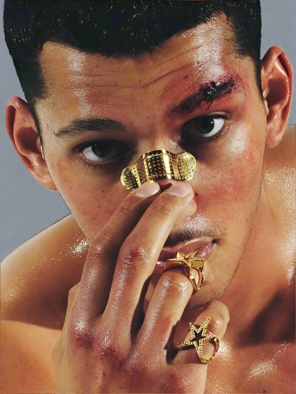 THE MEN THING Nose & Ear Ring NOSE BAND-AID - Gold Toned Fashion Nasal Clip, Nightclub  - No Holes Nose Clip, Nose Strip for Men and Boys (1 Pcs)
