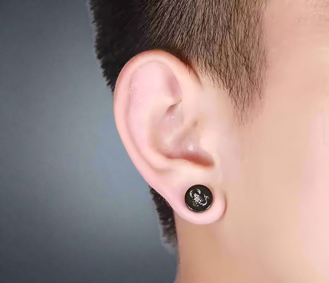 THE MEN THING Nose & Ear Ring Pair  (Both Ears) AERO STING - Magnetic Non-Piercing Pure Titanium Steel Studs Earrings for Men & Boys (2 Pcs)