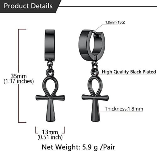 THE MEN THING Nose & Ear Ring Pair  (Both Ears) ANKRYX BLACK - Titanium Steel Stud Earrings for Men & Boys (2 Pcs)