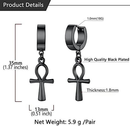 THE MEN THING Nose & Ear Ring Pair  (Both Ears) ANKRYX BLACK - Titanium Steel Stud Earrings for Men & Boys (2 Pcs)