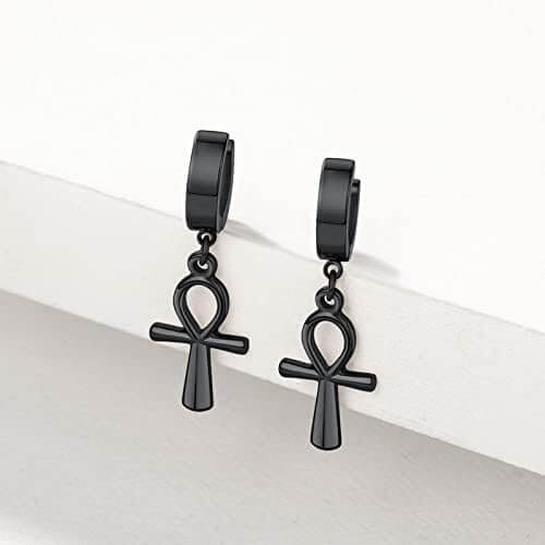 THE MEN THING Nose & Ear Ring Pair  (Both Ears) ANKRYX BLACK - Titanium Steel Stud Earrings for Men & Boys (2 Pcs)