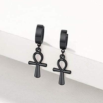THE MEN THING Nose & Ear Ring Pair  (Both Ears) ANKRYX BLACK - Titanium Steel Stud Earrings for Men & Boys (2 Pcs)