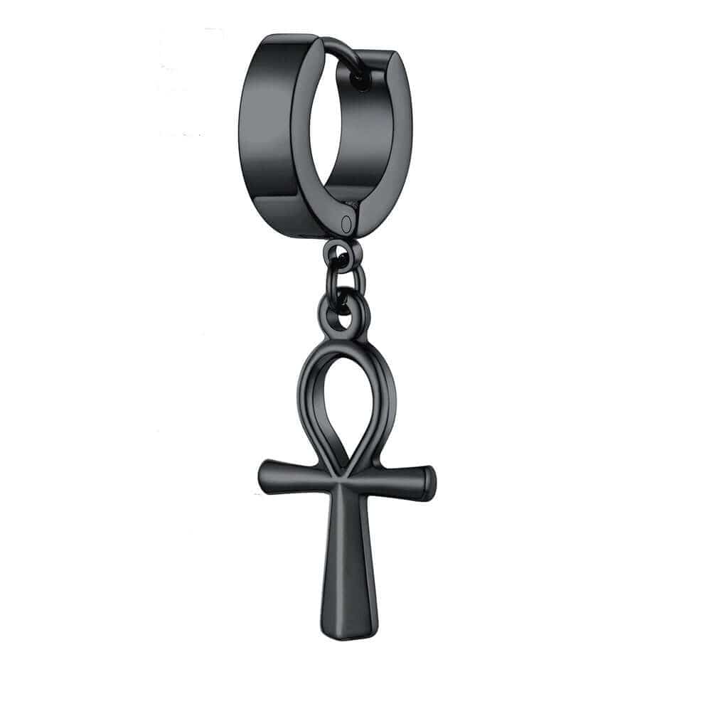 THE MEN THING Nose & Ear Ring Pair  (Both Ears) ANKRYX BLACK - Titanium Steel Stud Earrings for Men & Boys (2 Pcs)