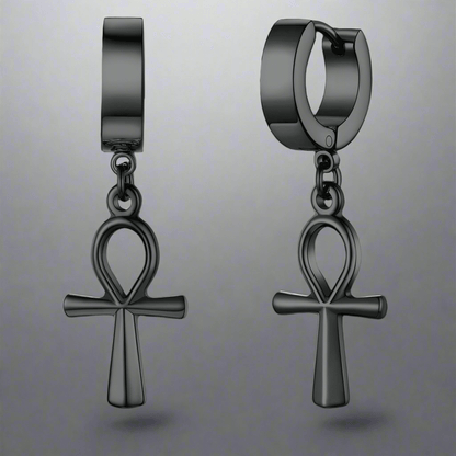 THE MEN THING Nose & Ear Ring Pair  (Both Ears) ANKRYX BLACK - Titanium Steel Stud Earrings for Men & Boys (2 Pcs)