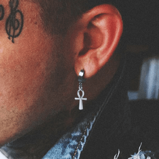 THE MEN THING Nose & Ear Ring Pair  (Both Ears) ANKRYX SILVER - Titanium Steel Stud Earrings for Men & Boys (2 Pcs)