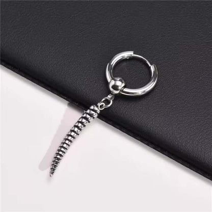THE MEN THING Nose & Ear Ring Pair  (Both Ears) ANTLER - SILVER - Pure Titanium Steel Ear Hoop Earrings for Men & Boys (2 Pcs)