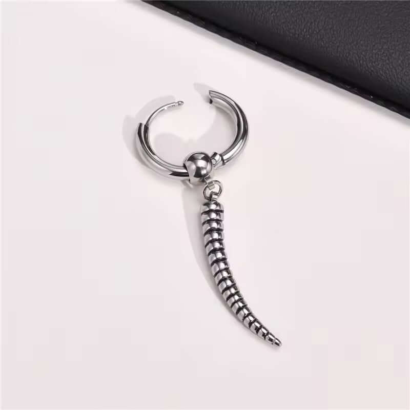 THE MEN THING Nose & Ear Ring Pair  (Both Ears) ANTLER - SILVER - Pure Titanium Steel Ear Hoop Earrings for Men & Boys (2 Pcs)