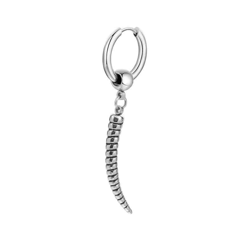 THE MEN THING Nose & Ear Ring Pair  (Both Ears) ANTLER - SILVER - Pure Titanium Steel Ear Hoop Earrings for Men & Boys (2 Pcs)