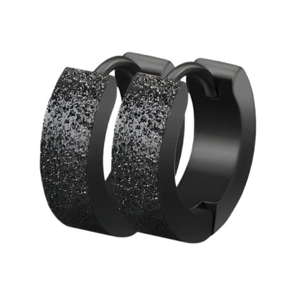 THE MEN THING Nose & Ear Ring Pair (Both Ears) ARCTIC BLACK HALO - 5mm Titanium Steel Hoop Earrings for Men & Boys (2 Pcs)